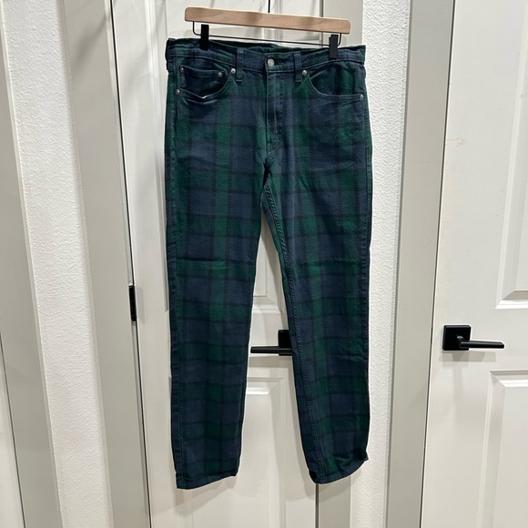 Levi's Tartan Blue Green Plaid Pants 511 34x34 - Picture 2 of 7